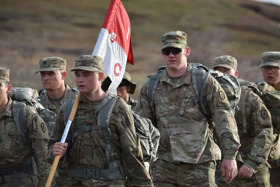 Soldiers on a ruck march