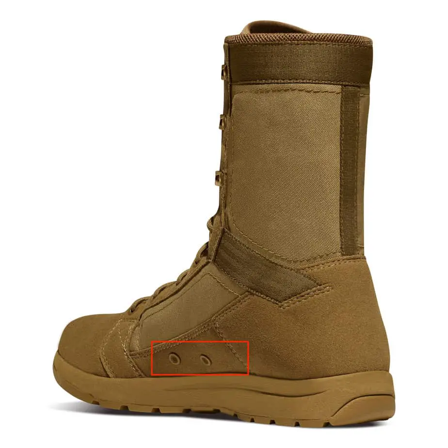 Circular outlets on the side of the Danner Tachyon Boots.