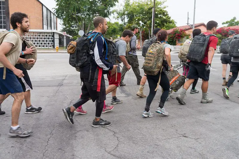 Group of ruckers rucking together