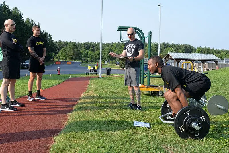 Man doing a deadlift as part of the North Carolina Natural Guard Training