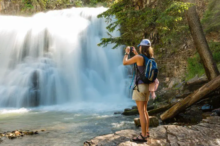 Hiker by the water fall