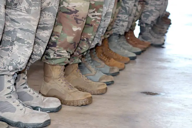 Soldiers wearing boots