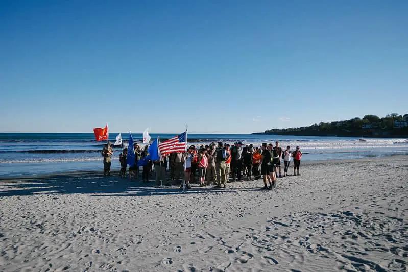 People rucking on the beach